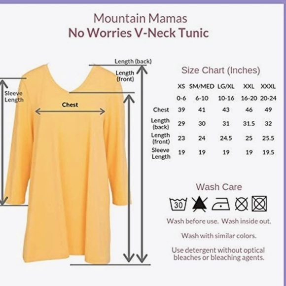NWT Mountain Mamas essential v-neck tunic periwinkle 3/4 sleeves size XXXL - Picture 9 of 9